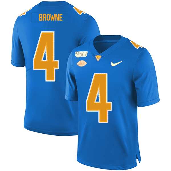Pittsburgh Panthers #4 Max Browne Blue 150th Anniversary Patch Nike College Football Jersey